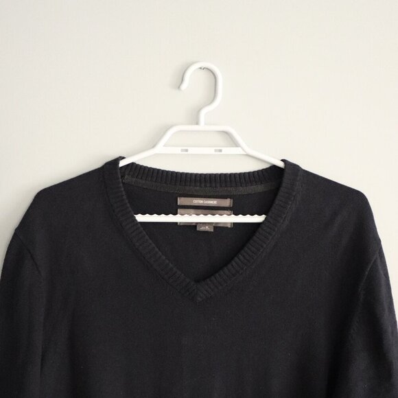 Eddie Bauer Men's M Blue Cashmere Blend V-Neck Pullover Ribbed Stretch Sweater - Picture 4 of 11